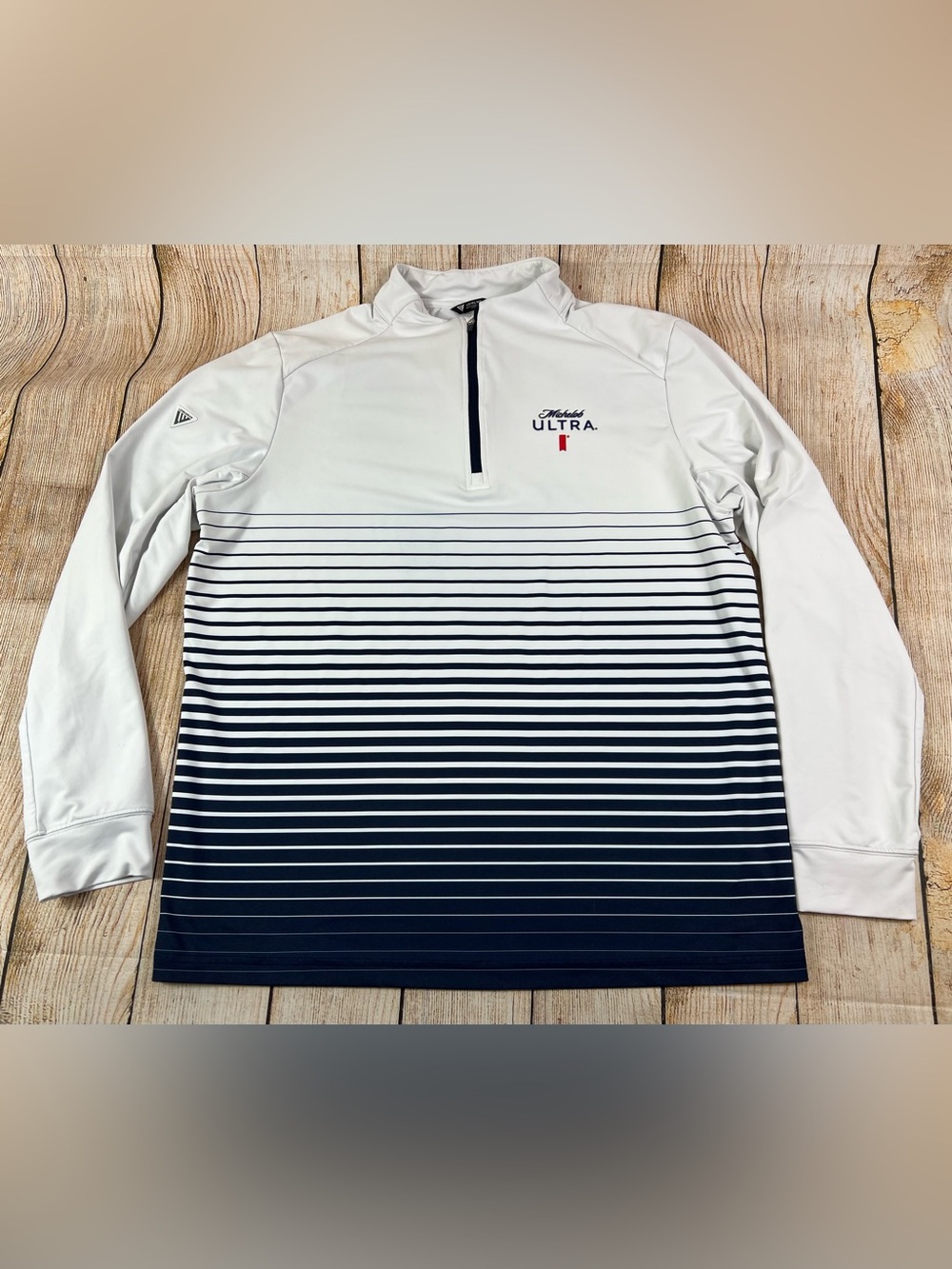 Men Levelwear Michelob Ultra Golf 1/4 Zip Pullover Stripe Longsleeve Shirt Large